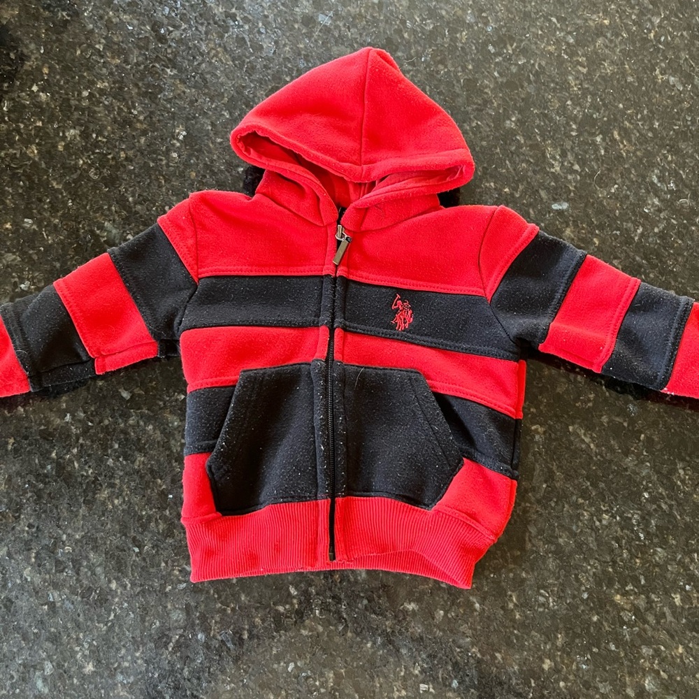 Polo Red and Black Kids Hoodie